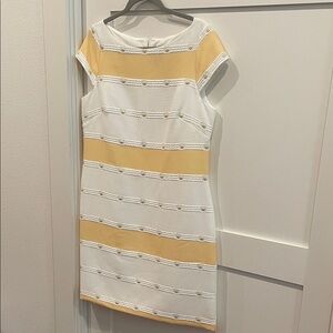 Vince Camuto Yellow and White Striped Mini Dress